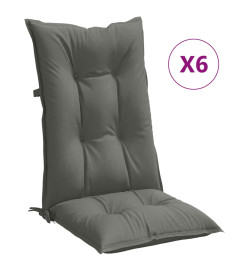 Coussins de chaise à dossier haut lot de 6 gris foncé mélangé