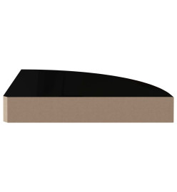 Étagères d'angle flottantes 2 pcs Noir brillant 25x25x3,8cm MDF