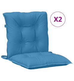 Coussins de chaise à dossier bas lot de 2 bleu mélangé tissu