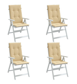 Coussins de chaise à dossier haut lot de 4 beige mélangé tissu