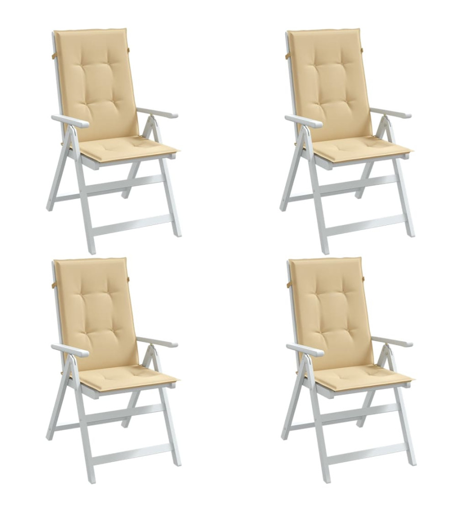 Coussins de chaise à dossier haut lot de 4 beige mélangé tissu Coussins de chaise à dossier haut lot de 4 beige mélangé tissu