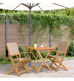 Ensemble de bistro 3 pcs taupe tissu et bois massif