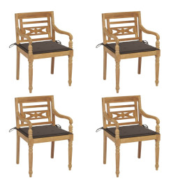 Chaises Batavia avec coussins 4 pcs Bois de teck solide