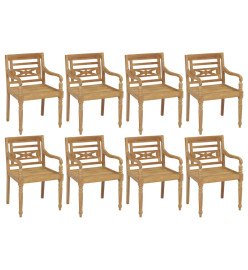 Chaises Batavia avec coussins 8 pcs Bois de teck solide