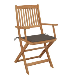 Chaises pliables de jardin 6 pcs avec coussins Bois d'acacia