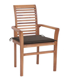 Chaises à dîner 6 pcs avec coussins taupe Teck solide