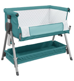 Lit pour bébé avec matelas Vert Tissu de lin