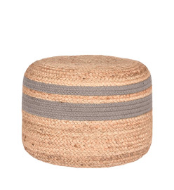 LABEL51 Pouf Jute tressé Gris et naturel