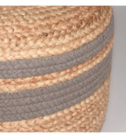 LABEL51 Pouf Jute tressé Gris et naturel