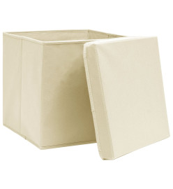 Boîtes de rangement avec couvercles 4 pcs 28x28x28 cm Crème