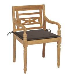 Chaises Batavia 2 pcs avec coussins taupe Bois de teck massif