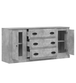 Buffets 3 pcs gris béton bois d'ingénierie