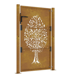 Portail de jardin 105x130 cm acier corten conception de l'arbre