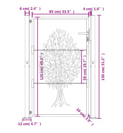 Portail de jardin 105x130 cm acier corten conception de l'arbre