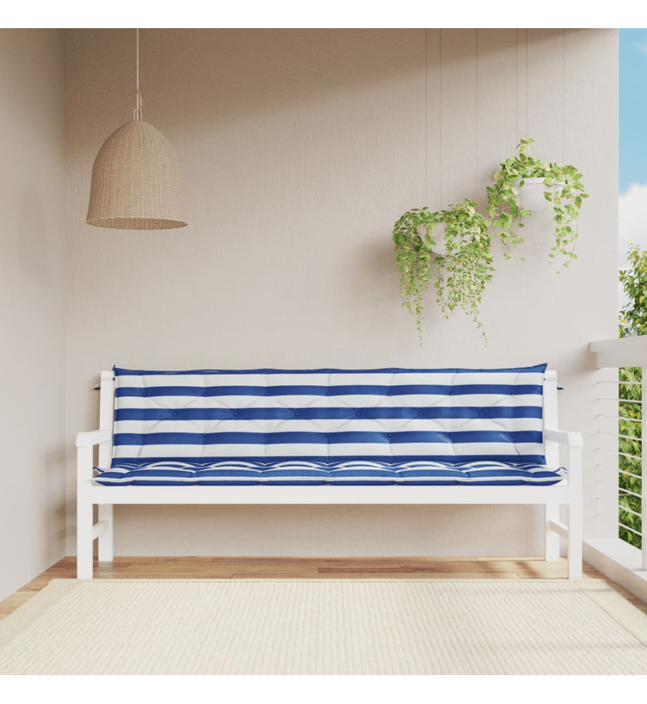 Coussins de banc de jardin lot de 2 rayures bleues et blanches