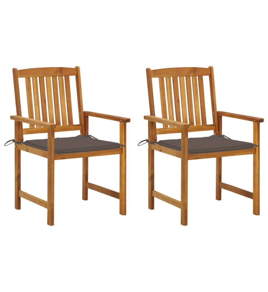 Chaises de jardin avec coussins 2 pcs Bois d'acacia massif Chaises de jardin avec coussins 2 pcs Bois d'acacia massif