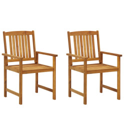 Chaises de jardin avec coussins 2 pcs Bois d'acacia massif