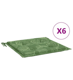 Coussins de chaise lot de 6 motif de feuilles 40x40x3 cm tissu