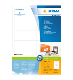 HERMA Étiquettes permanentes PREMIUM A4 97x42,3 mm 100 Feuilles