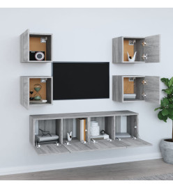 Ensemble de meubles TV 6 pcs Sonoma gris Bois d'ingénierie