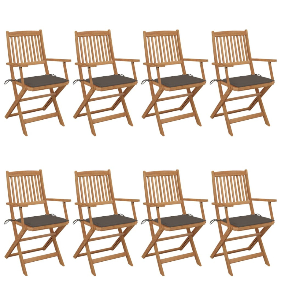 Chaises pliables de jardin 8 pcs avec coussins Bois d'acacia Chaises pliables de jardin 8 pcs avec coussins Bois d'acacia