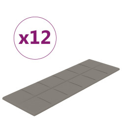 Panneaux muraux 12 pcs Gris clair 90x30 cm Velours 3,24 m²