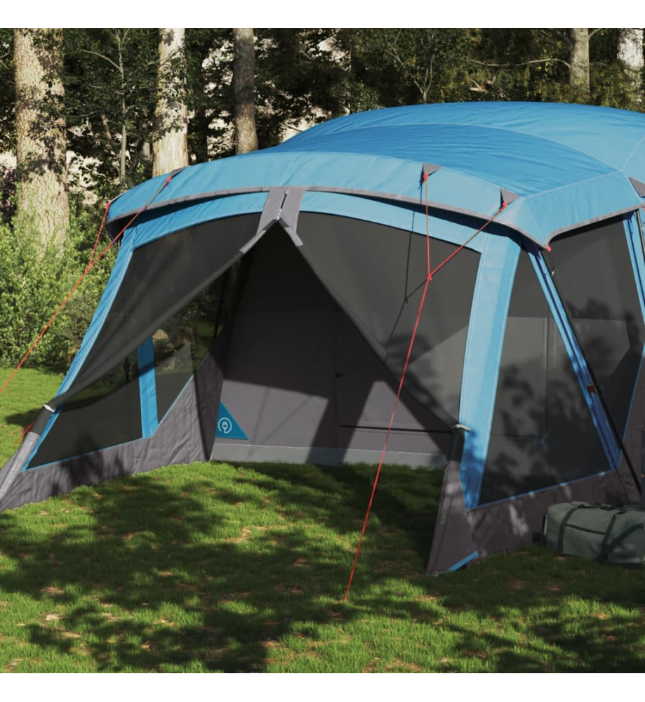 Tente de camping avec porche 4 personnes bleu imperméable