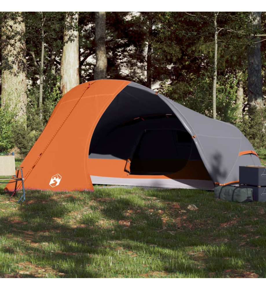 Tente de camping à dôme 4 personnes orange imperméable