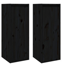 Armoires murales 2 pcs Noir 30x30x80 cm Bois de pin massif