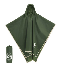 Poncho de pluie avec capuche design 2 en 1 vert 223x145 cm