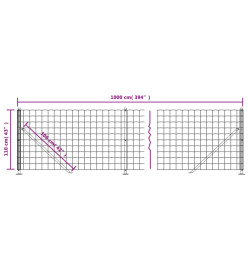Clôture en treillis métallique avec bride anthracite 1,1x10 m