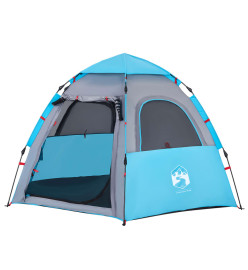 Tente de camping cabine 4 personnes bleu libération rapide