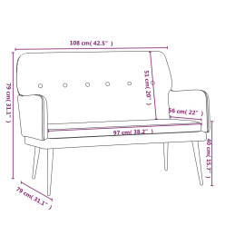 Banc Crème 108x79x79 cm Velours