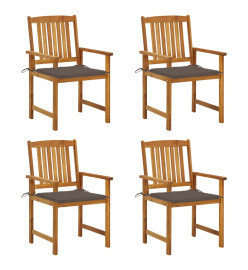 Chaises de jardin avec coussins 4 pcs Bois d'acacia massif
