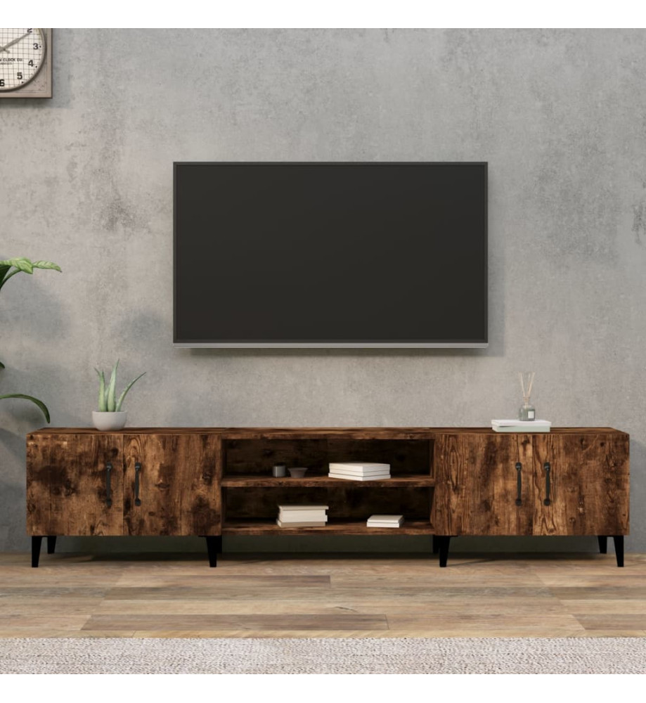 Meuble TV chêne fumé 180x31,5x40 cm bois d'ingénierie