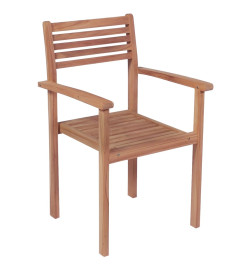 Chaises de jardin empilables avec coussins 8 pcs Teck solide