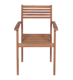Chaises de jardin empilables avec coussins 8 pcs Teck solide