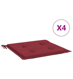 Coussins de chaise de jardin lot de 4 rouge bordeaux 40x40x3 cm