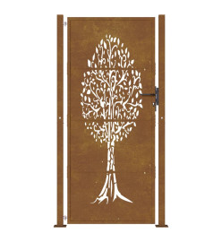 Portail de jardin 105x205 cm acier corten conception de l'arbre