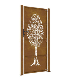 Portail de jardin 105x205 cm acier corten conception de l'arbre