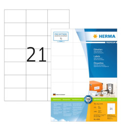 HERMA Étiquettes permanentes PREMIUM A4 70x42,3 mm 100 Feuilles