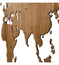 MiMi Innovations Décoration carte du monde murale Bois noyer 130x78 cm