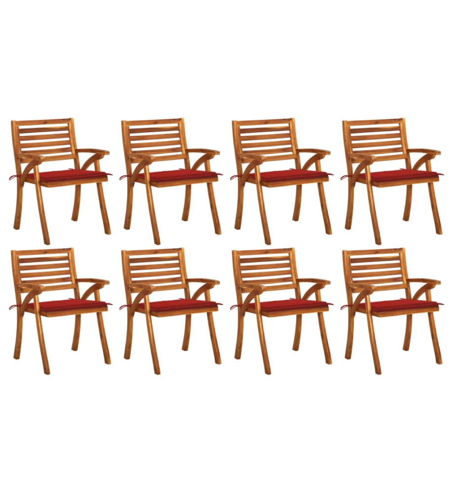 Chaises de jardin avec coussins 8 pcs Bois d'acacia solide Chaises de jardin avec coussins 8 pcs Bois d'acacia solide