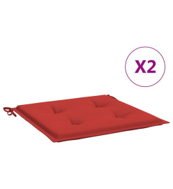 Coussins de chaise jardin lot de 2 rouge 40x40x3cm tissu oxford