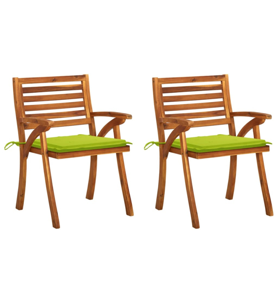 Chaises à dîner de jardin avec coussins 2 pcs Acacia massif Chaises à dîner de jardin avec coussins 2 pcs Acacia massif
