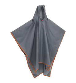 Poncho de pluie avec capuche design 2 en 1 gris et orange