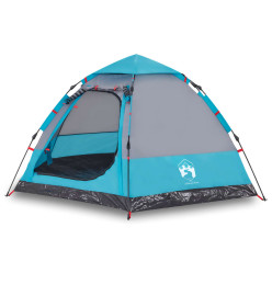 Tente de camping cabine 4 personnes bleu libération rapide