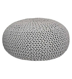 LABEL51 Pouf tricoté Coton L Gris clair