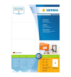 HERMA Étiquettes permanentes PREMIUM A4 105x74 mm 100 Feuilles