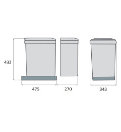 eyckhaus Collecteur de déchets sélectif à roulettes encastré 2x21 L